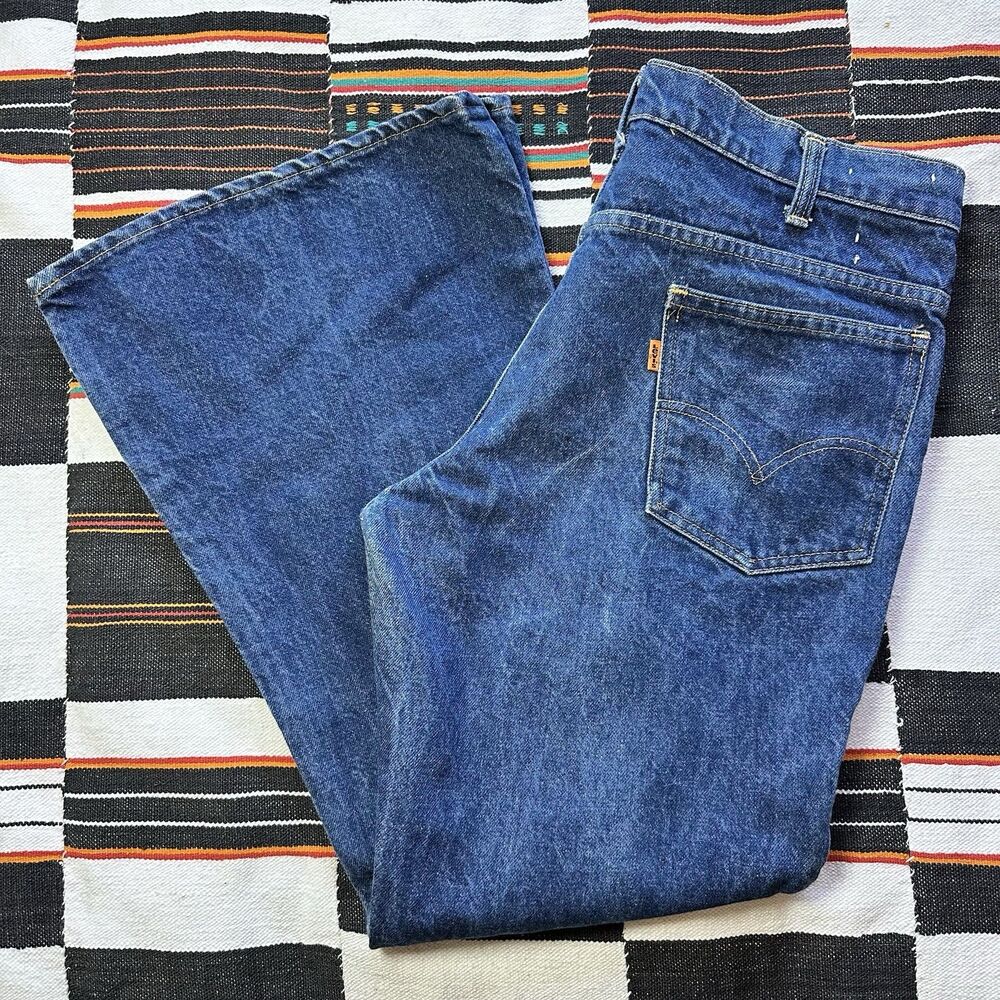 Vintage 1978 Levi’s 684 Orange Tab Big Bell Bottoms Dark Wash Original Hem 34x29